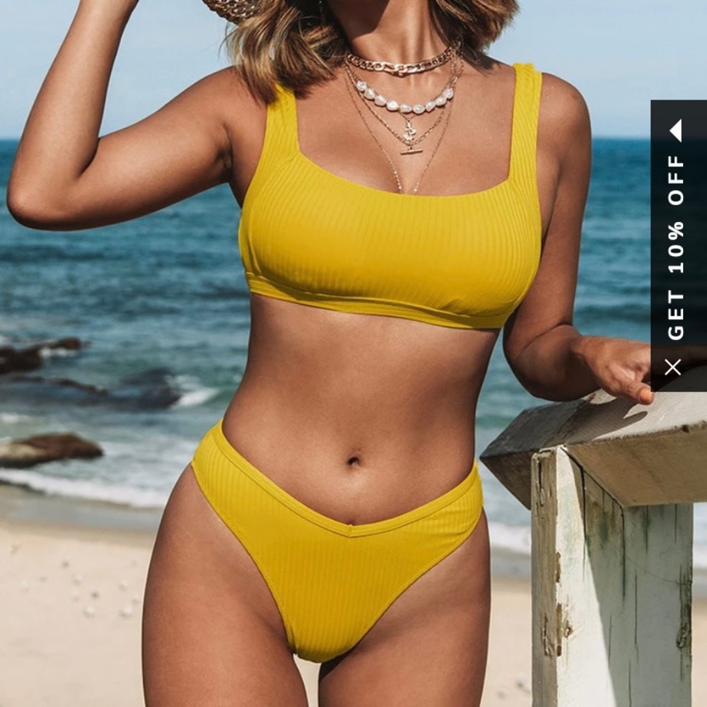 NWT Sporty Yellow Bikini - Cupshe - S